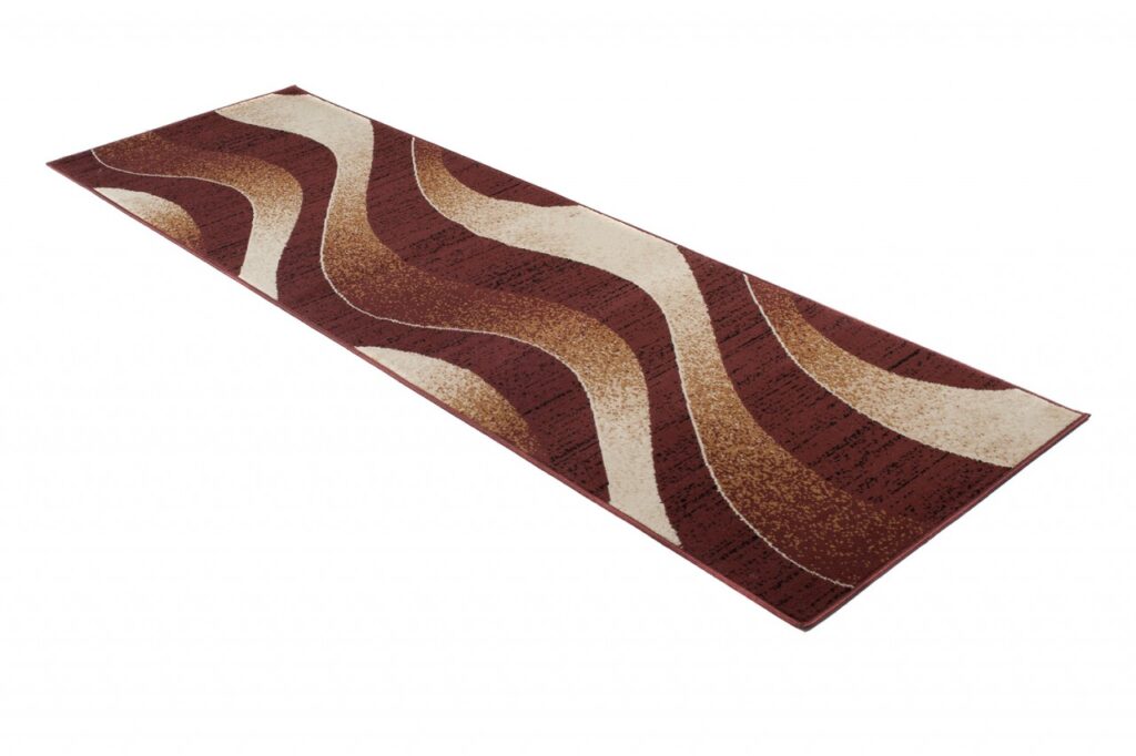 Tapis De Passage Dream Moderne Marron Foncé Crème Vagues
