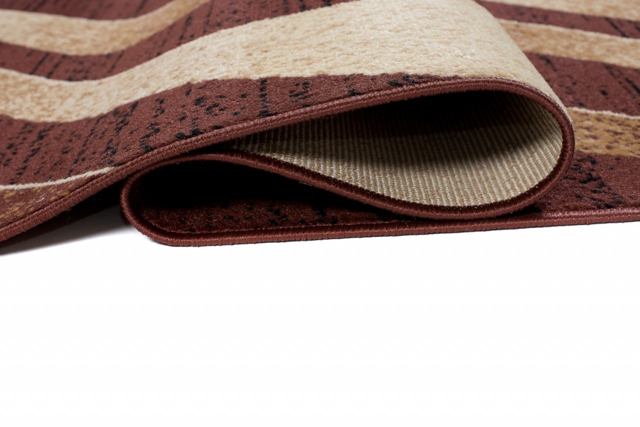 Tapis De Passage Dream Moderne Marron Foncé Crème Vagues