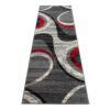 Tapis De Passage Dream Moderne Gris Clair Rouge Vagues
