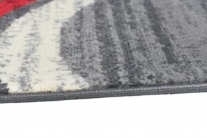 Tapis De Passage Dream Moderne Gris Clair Rouge Vagues