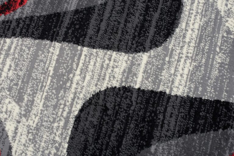 Tapis De Passage Dream Moderne Gris Clair Rouge Vagues