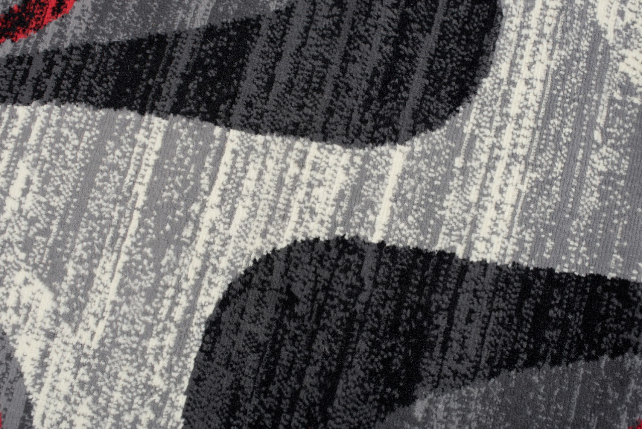 Tapis De Passage Dream Moderne Gris Clair Rouge Vagues