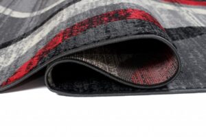 Tapis De Passage Dream Moderne Gris Clair Rouge Vagues