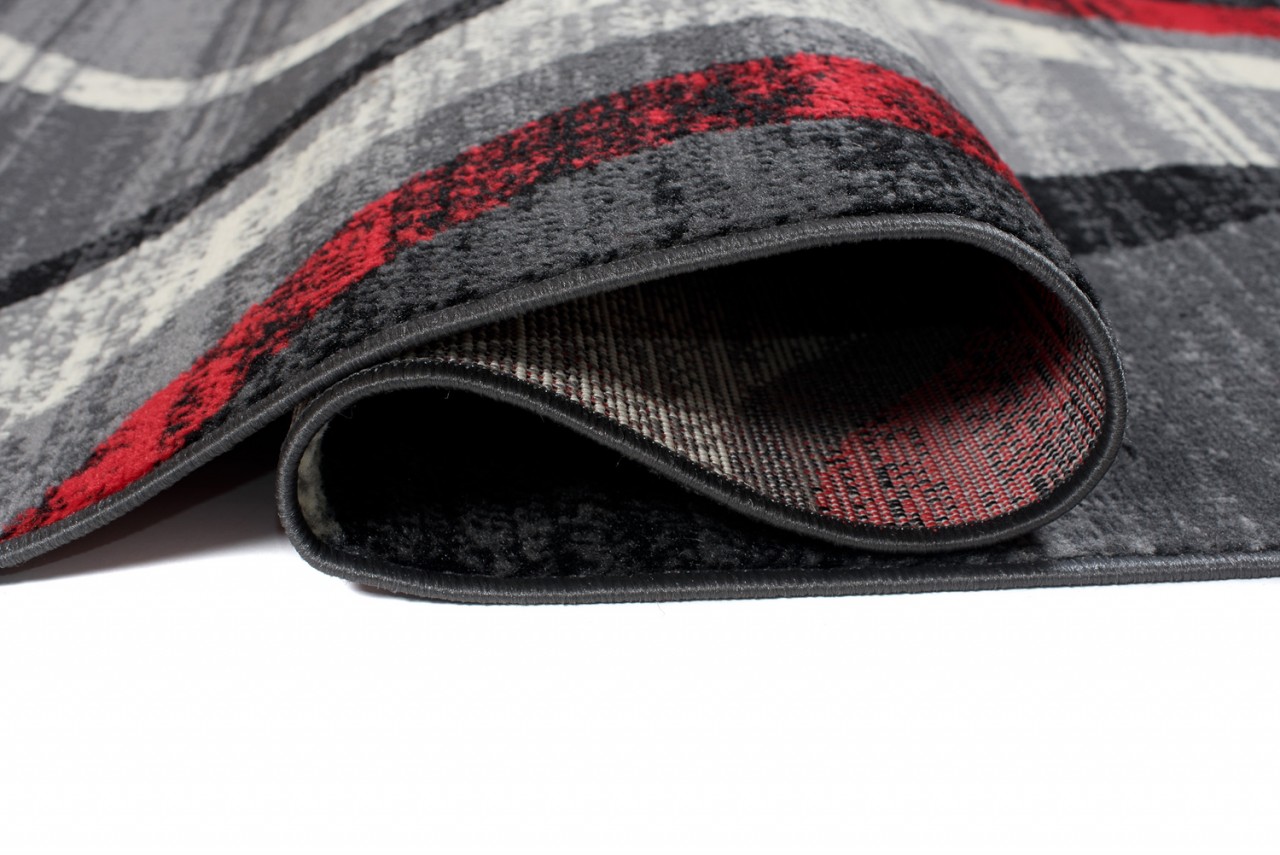 Tapis De Passage Dream Moderne Gris Clair Rouge Vagues