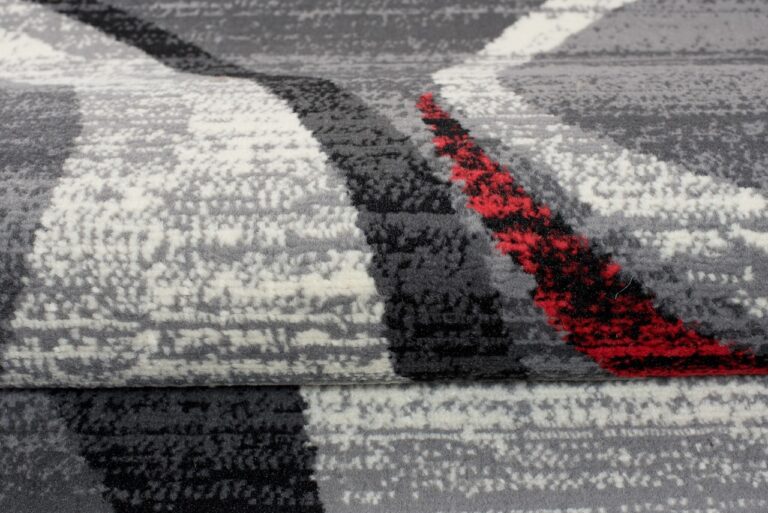 Tapis De Passage Dream Moderne Gris Clair Rouge Vagues