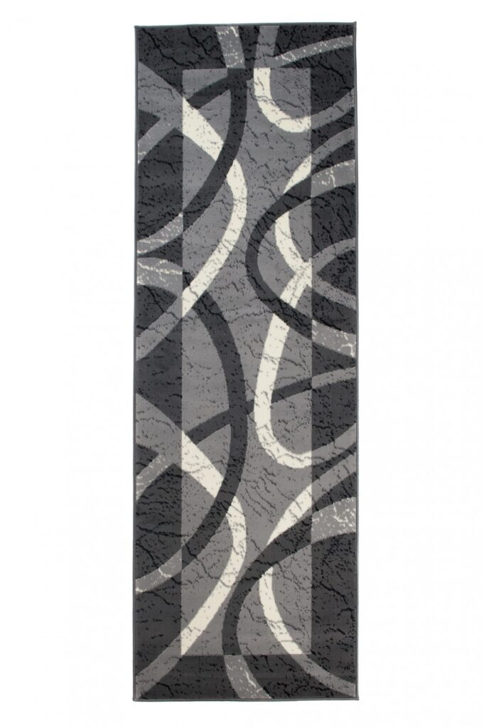 Tapis De Passage Dream Gris Blanc Cadre Cercles