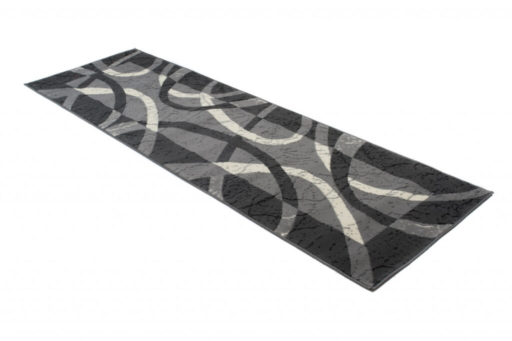 Tapis De Passage Dream Gris Blanc Cadre Cercles