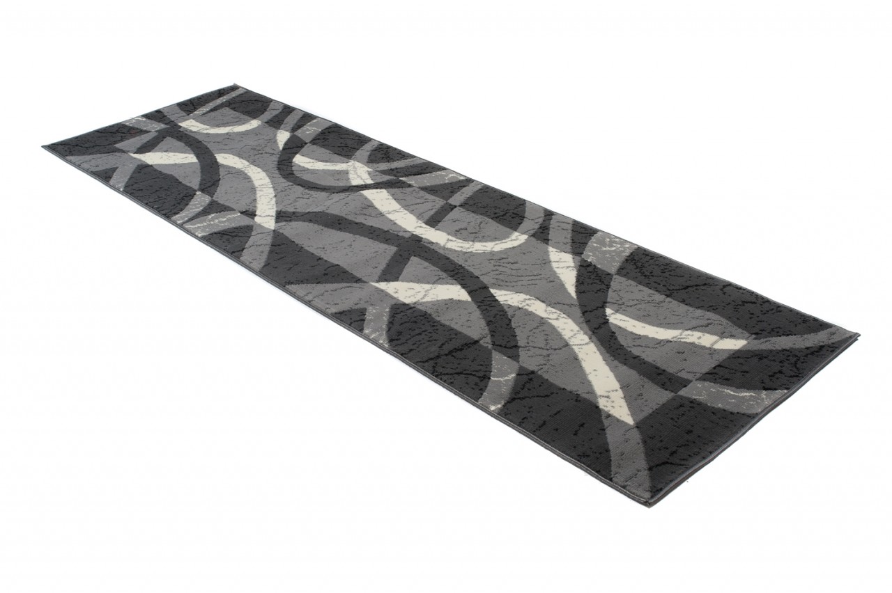Tapis De Passage Dream Gris Blanc Cadre Cercles