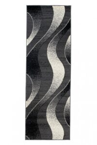 Tapis De Passage Dream Moderne Gris Foncé Vagues