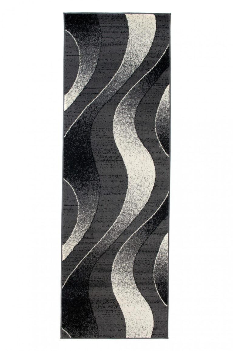 Tapis De Passage Dream Moderne Gris Foncé Vagues