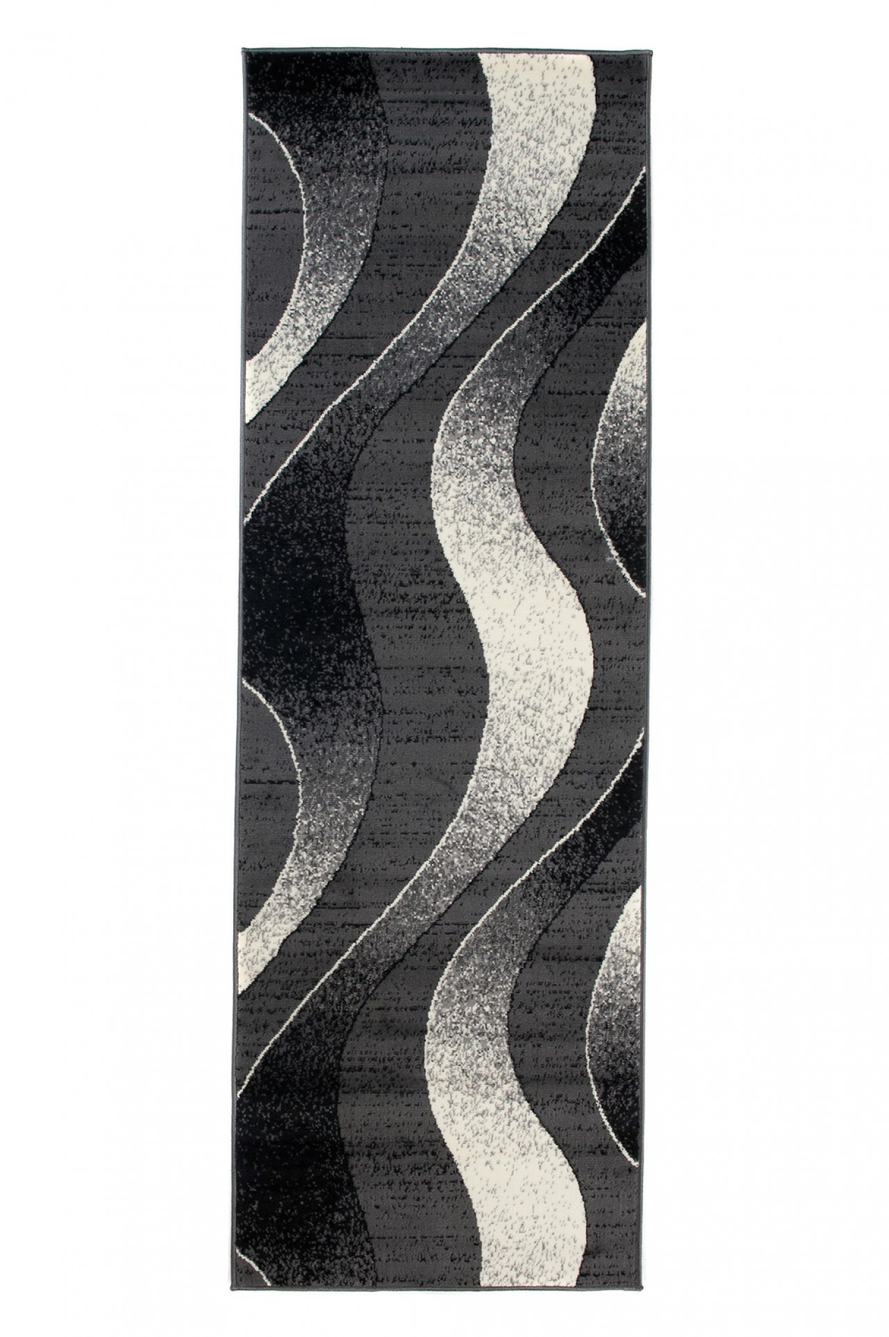 Tapis De Passage Dream Moderne Gris Foncé Vagues