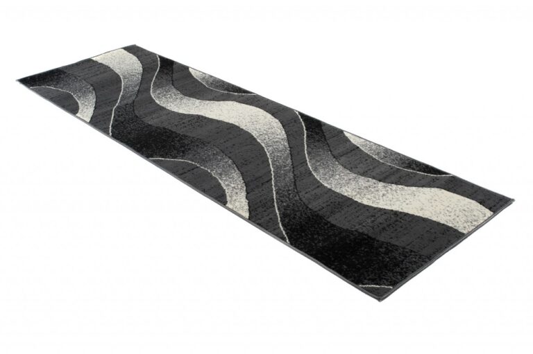 Tapis De Passage Dream Moderne Gris Foncé Vagues