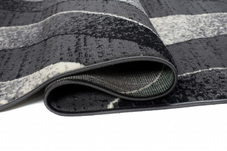 Tapis De Passage Dream Moderne Gris Foncé Vagues