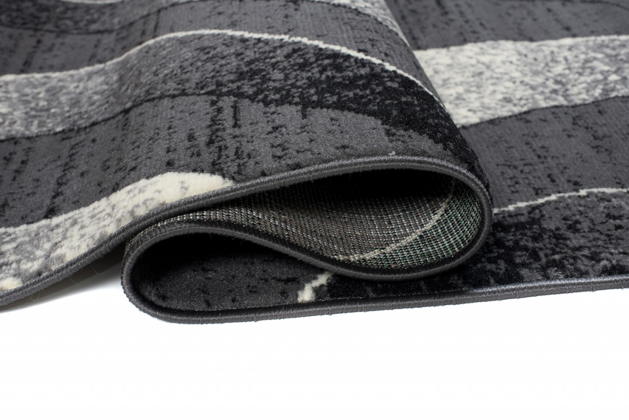 Tapis De Passage Dream Moderne Gris Foncé Vagues