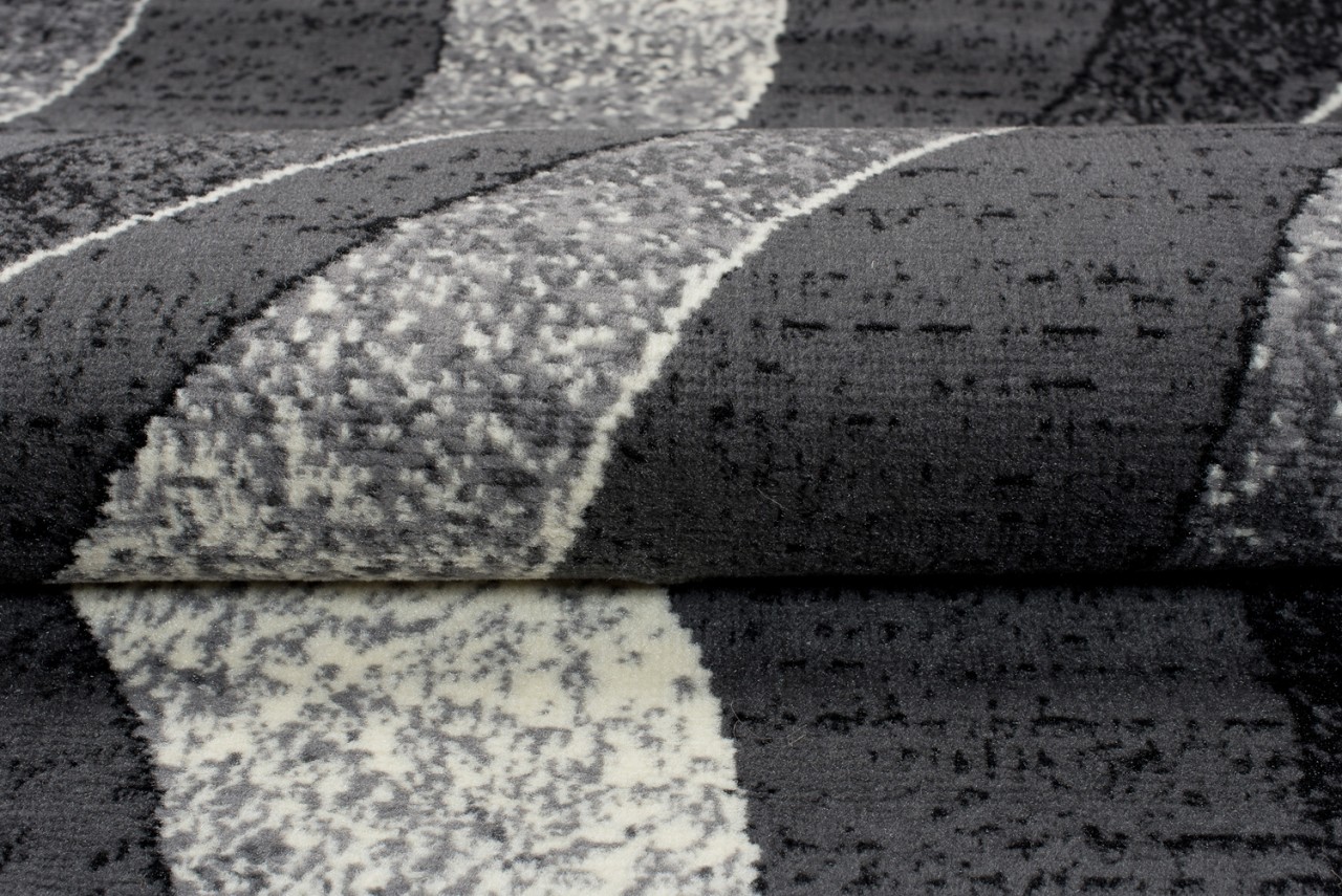Tapis De Passage Dream Moderne Gris Foncé Vagues