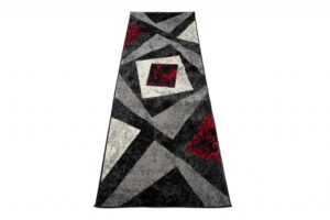 Tapis De Passage Dream Géométrique Gris Rouge Carrés