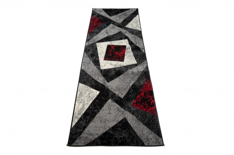 Tapis De Passage Dream Géométrique Gris Rouge Carrés