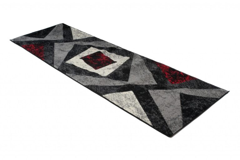 Tapis De Passage Dream Géométrique Gris Rouge Carrés