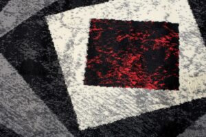Tapis De Passage Dream Géométrique Gris Rouge Carrés