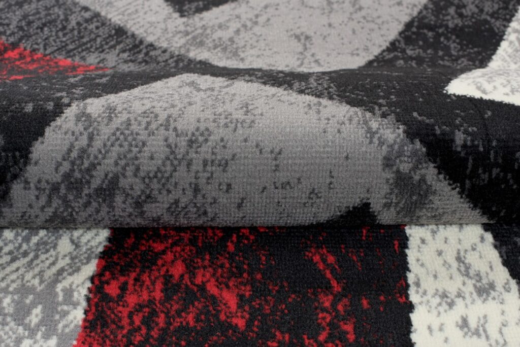 Tapis De Passage Dream Géométrique Gris Rouge Carrés