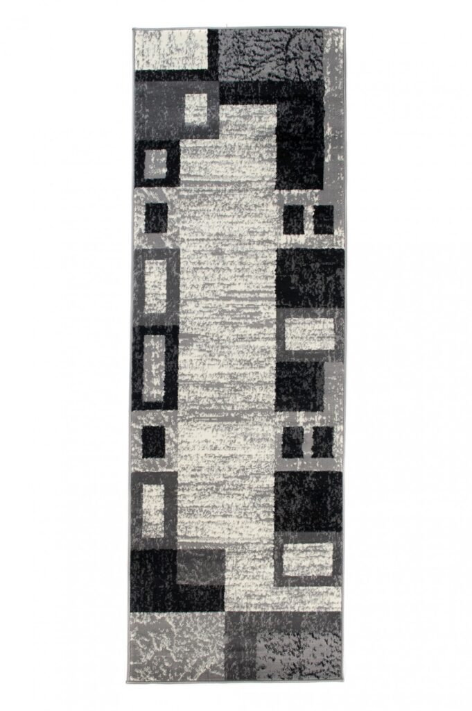 Tapis De Passage Dream Géométrique Gris Noir Rectangles