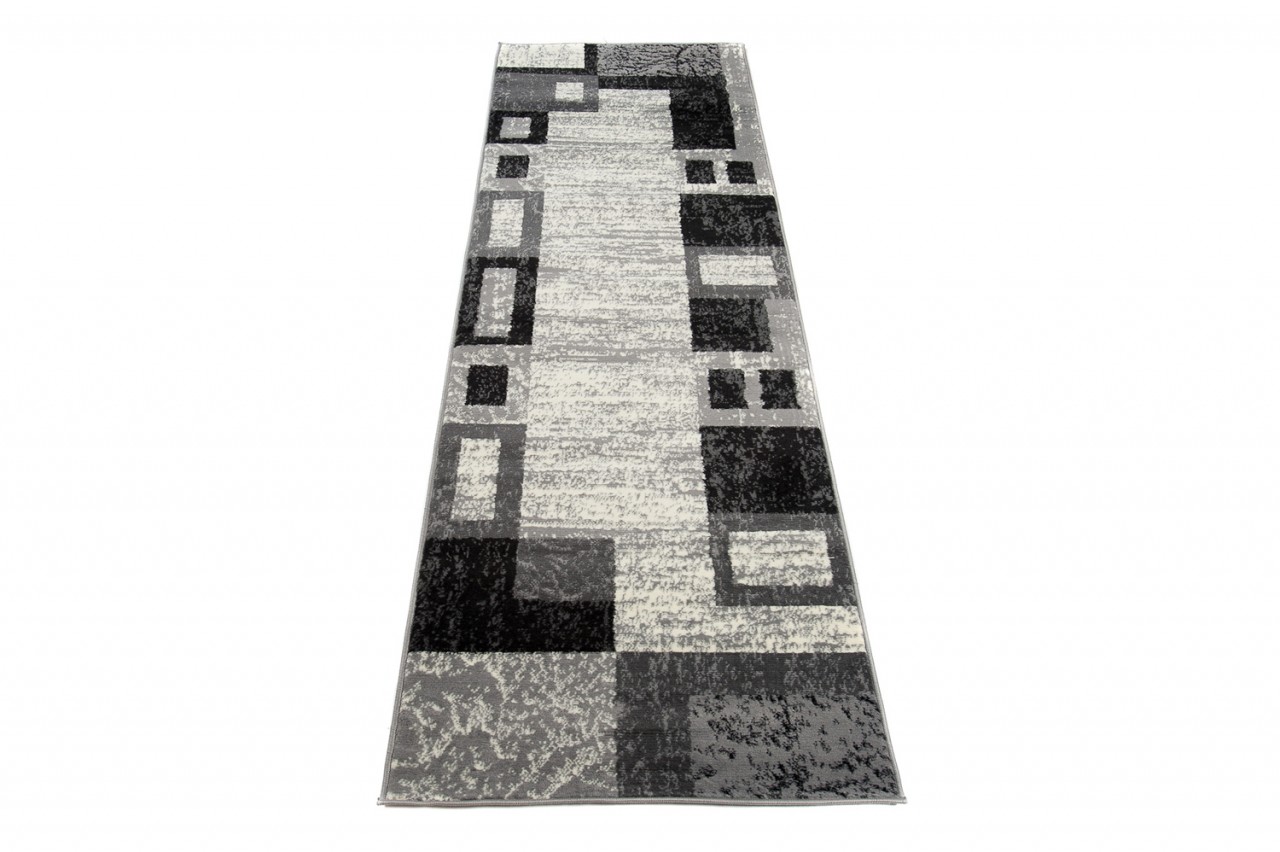 Tapis De Passage Dream Géométrique Gris Noir Rectangles