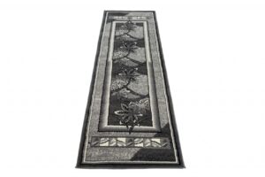 Tapis De Passage Dream Gris Géométrique Fleurs Cadre
