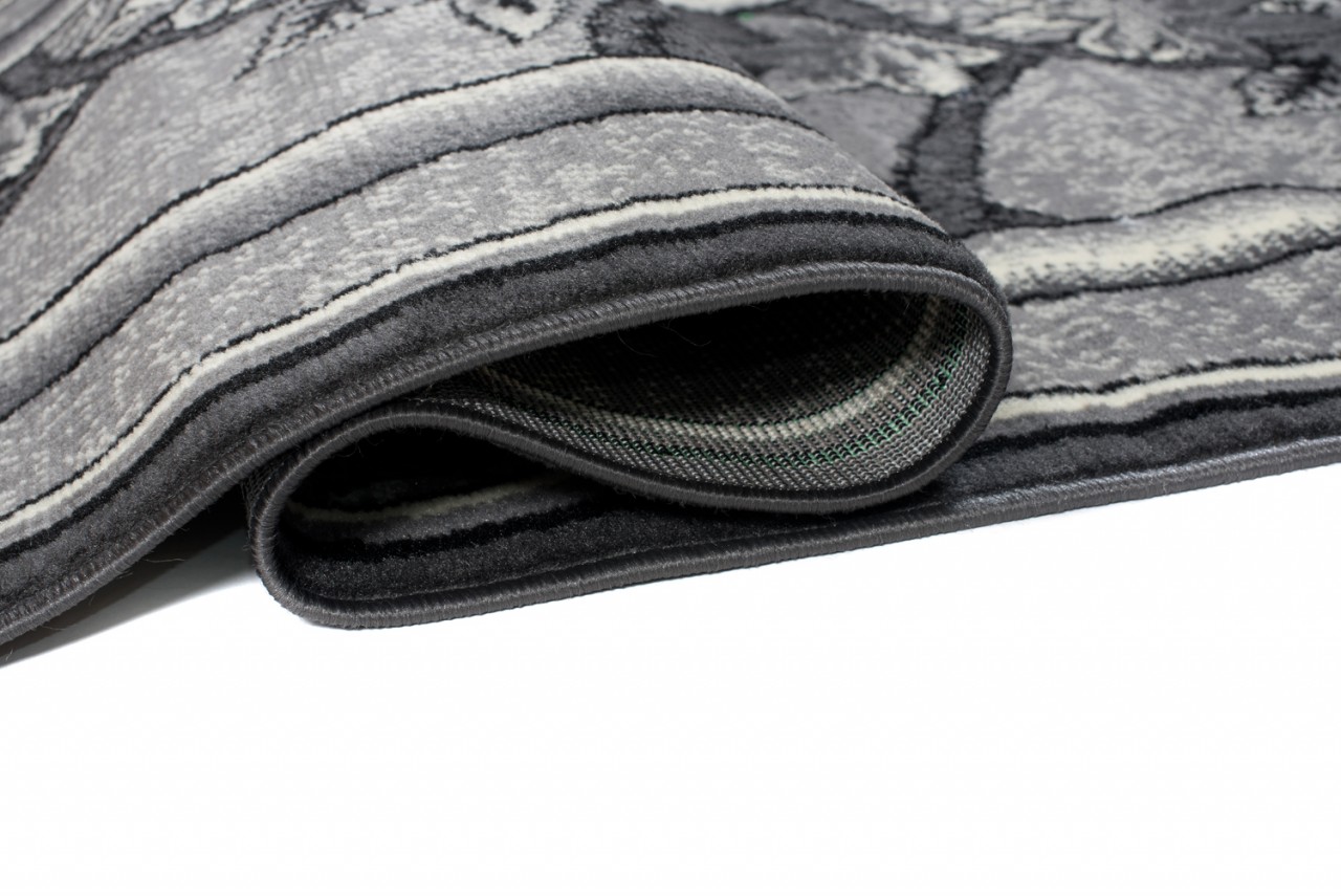Tapis De Passage Dream Gris Géométrique Fleurs Cadre