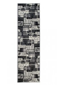 Tapis De Passage Dream Gris Noir Géométrique Rectangles