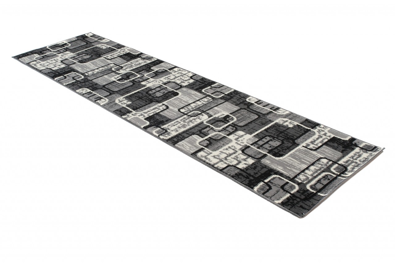 Tapis De Passage Dream Gris Noir Géométrique Rectangles