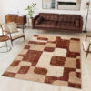 DREAM Tapis Moderne Abstrait Pierres Marron Ecru Fin