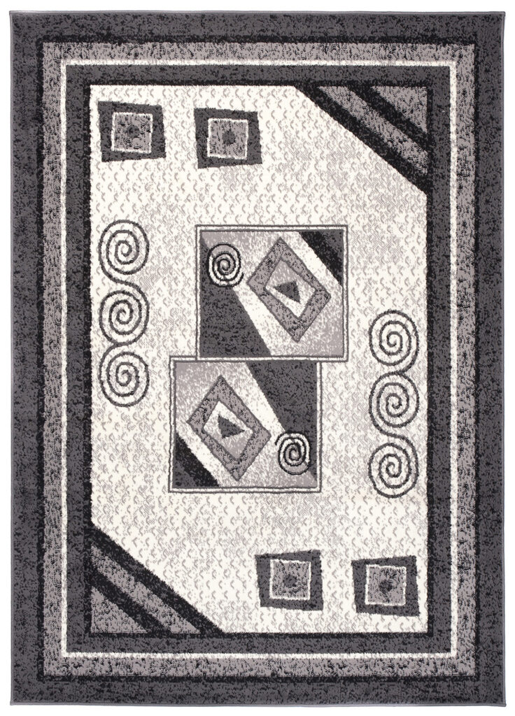 DREAM Tapis Moderne Géométrique Bordure Gris Crème Fin
