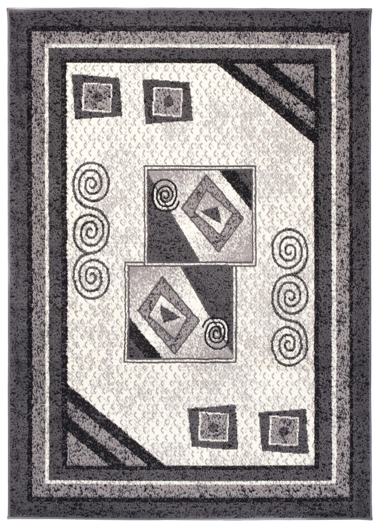 DREAM Tapis Moderne Géométrique Bordure Gris Crème Fin
