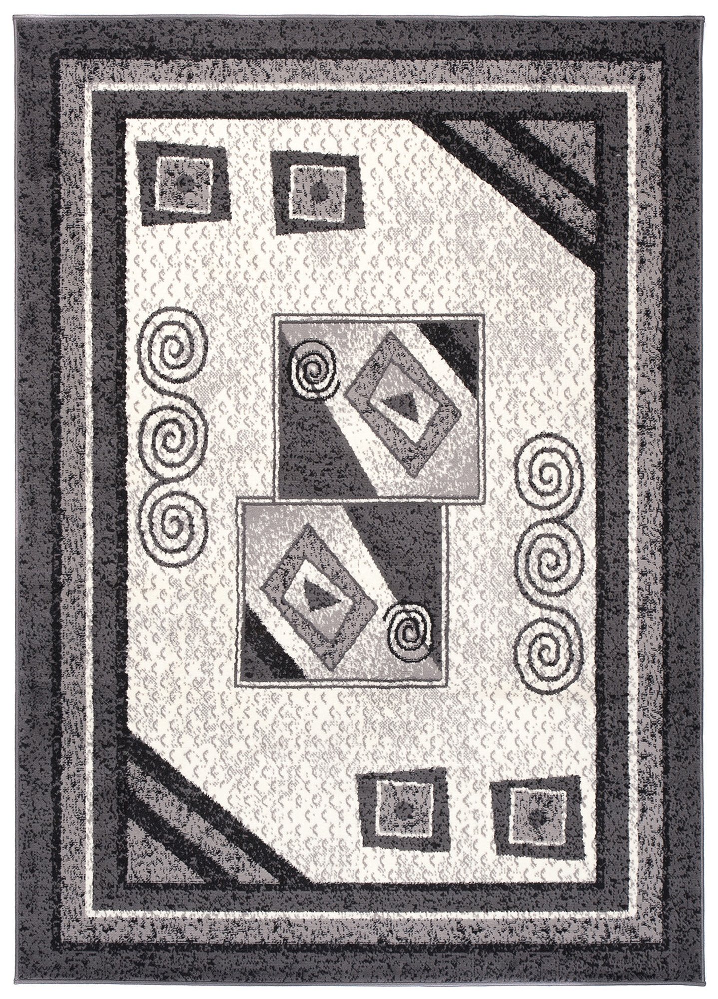 DREAM Tapis Moderne Géométrique Bordure Gris Crème Fin