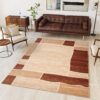 DREAM Tapis Moderne Carreaux Rectangles Beige Ecru Marron Fin