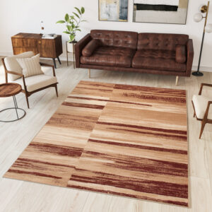 DREAM Tapis Moderne Rayures Marron Beige Fin