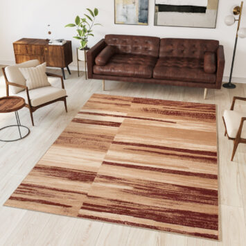 DREAM Tapis Moderne Rayures Marron Beige Fin
