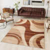 DREAM Tapis Moderne Abstrait Vagues Beige Marron Fin