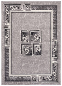 DREAM Tapis Moderne Bordure Fenêtre Fleur Gris Clair Fin