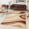 DREAM Tapis Moderne Abstrait Ondes Beige Ecru Marron Fin