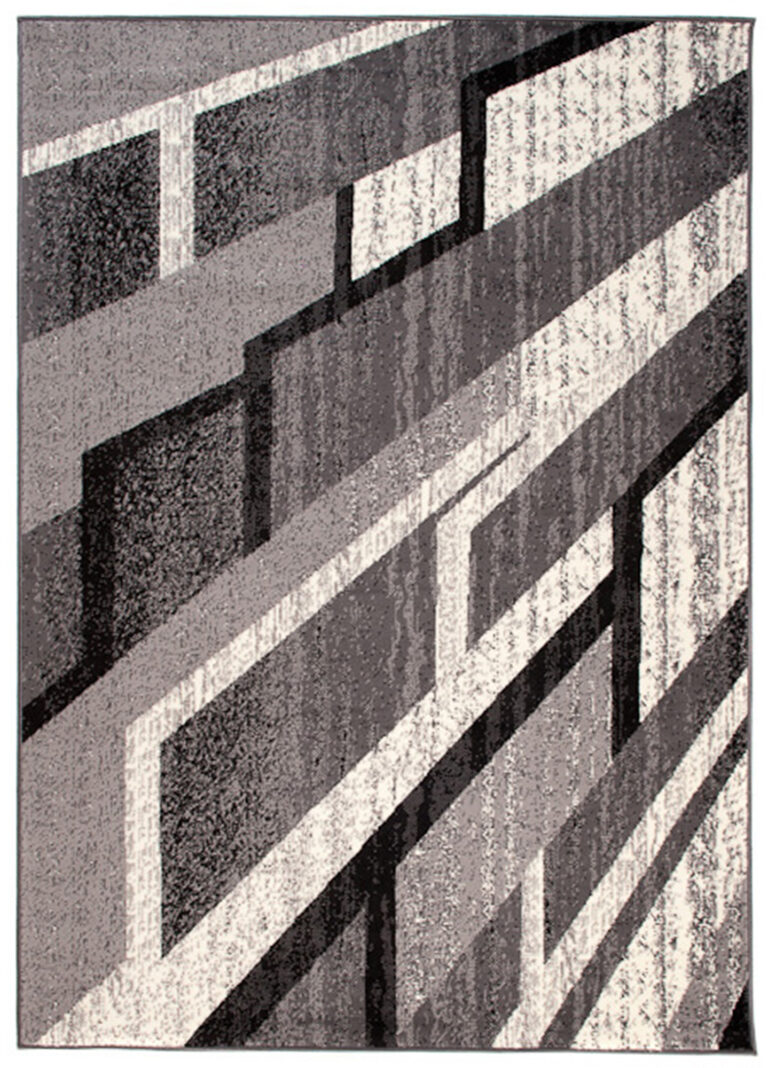 DREAM Tapis Moderne Rectangles Pierres Gris Foncé Crème Fin