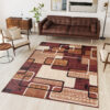 DREAM Tapis Moderne Rectangles Pierres Marron Ecru Beige Fin