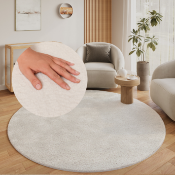 Tapis Lumi Rond Crème Antidérapant
