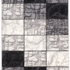 DREAM Tapis Moderne Géométrique Carreaux Noir Gris Crème Fin