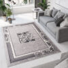 DREAM Tapis Moderne Bordure Fenêtre Fleur Gris Clair Fin
