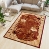 ATLAS Tapis Moderne Floral Feuilles Marron Beige  Fin