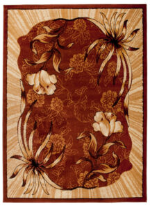 ATLAS Tapis Moderne Floral Feuilles Marron Beige  Fin