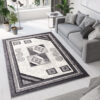 DREAM Tapis Moderne Géométrique Bordure Gris Crème Fin