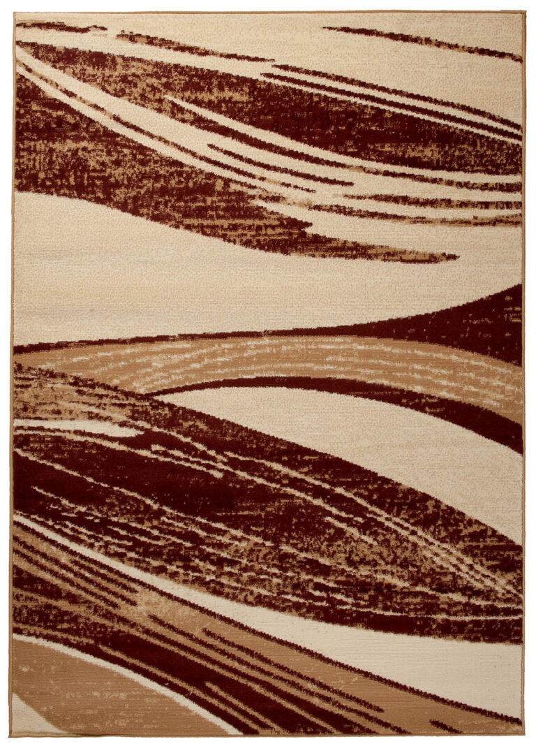 DREAM Tapis Moderne Abstrait Vagues Marron Beige Poil Court