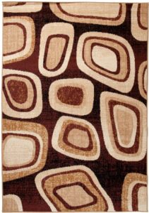 DREAM Tapis Moderne Géométrique Pierres Marron Beige Crème Fin